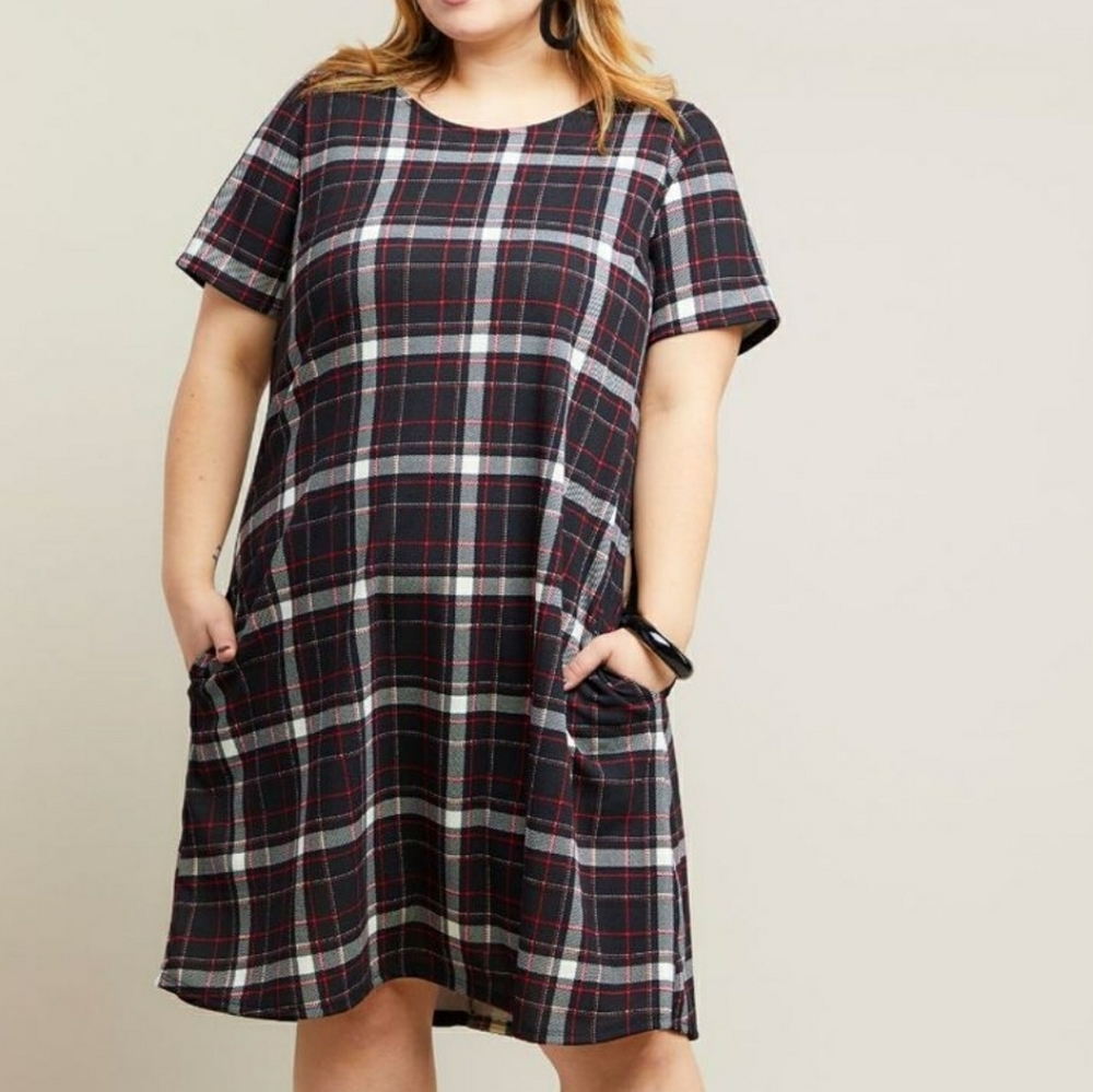 Plaid knee length dress